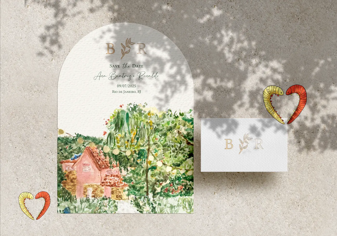 Watercolor save the date illustration
